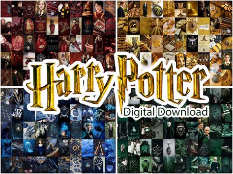 Harry Potter Aesthetic Wall Collage Kit Four Hogwarts Houses Etsy