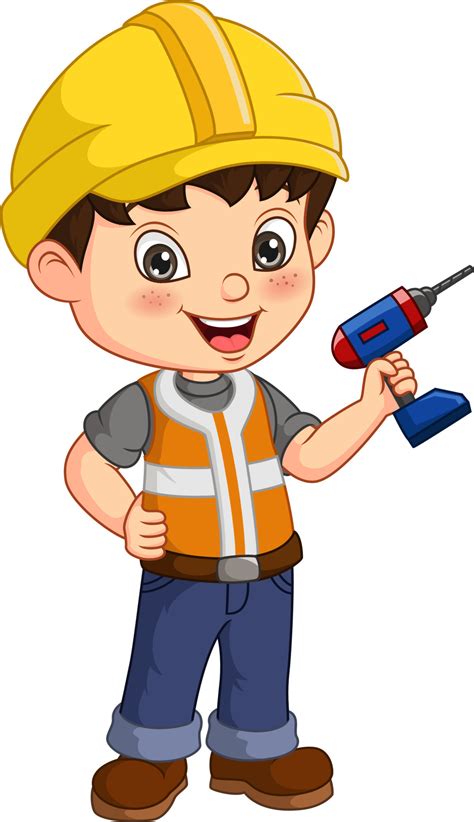 Cute Handyman Cartoon Holding A Drill Tool 5112891 Vector Art At Vecteezy