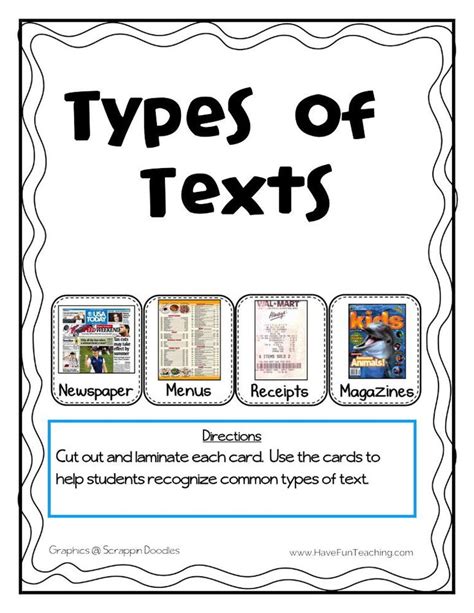 Types Of Text Activity Have Fun Teaching Text Types Have Fun