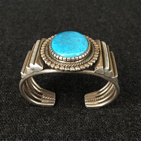Native American Silver Turquoise Cuff Bracelet Mahakala Fine Arts