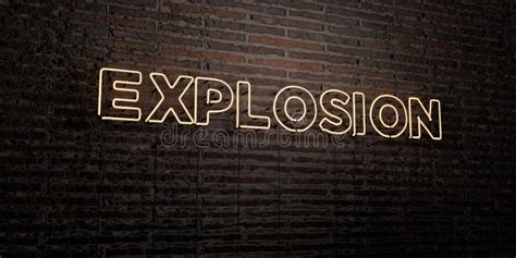 Explosion Realistic Neon Sign On Brick Wall Background 3d Rendered Royalty Free Stock Image