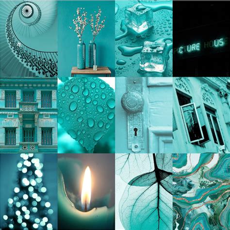 Tealaqua Aesthetic Wall Collage Kit Teal Aesthetic Collage Etsy