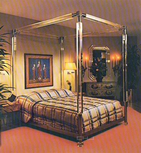 Brass And Acrylic King Size Canopy Bed By Charles Hollis Jones For Sale