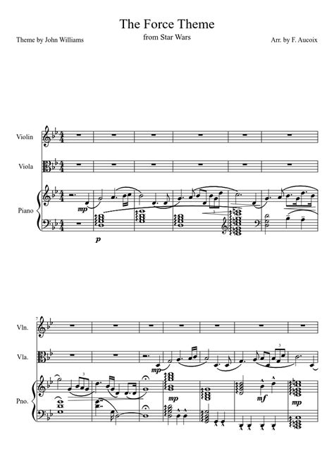 The events depicted in star wars media take place in a fictional galaxy. The Force Theme from STAR WARS sheet music for Violin, Piano, Viola download free in PDF or MIDI