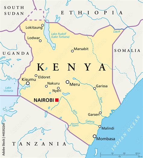 Kenya Map Kenia Landkarte Stock Vector Adobe Stock