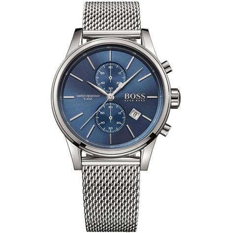 Hugo Boss Mens Jet Blue Chronograph Dial Mesh Bracelet Watch Watches