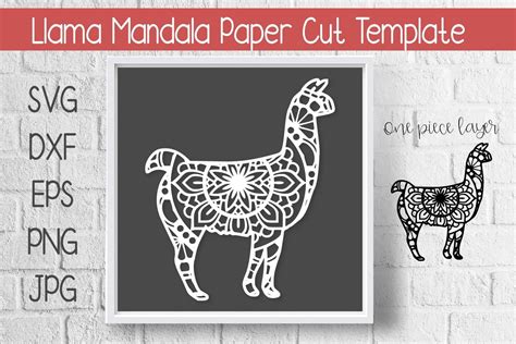 Download Llama Mandala Paper Cut Template Design SVG