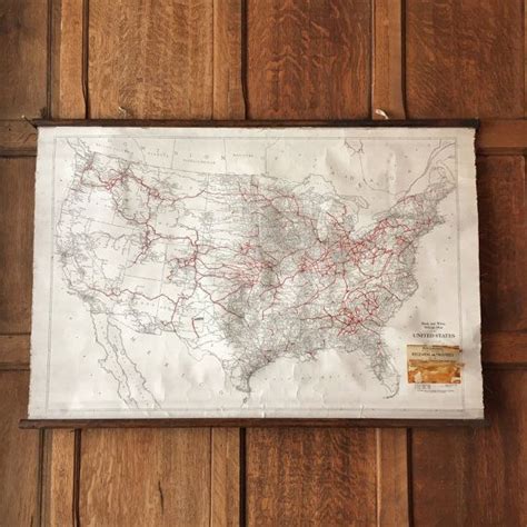 Antique Railroad Mileage Map Of The United States Pull Down Etsy