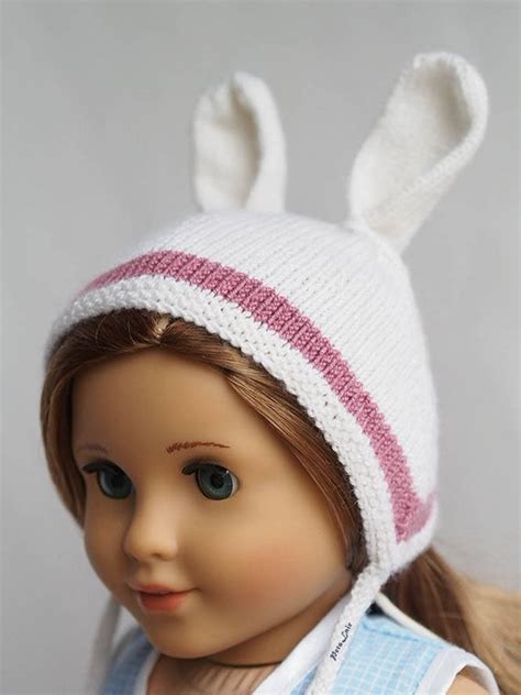 Bunny Hat For Dolls American Girl Hand Knitted Outfit Etsy