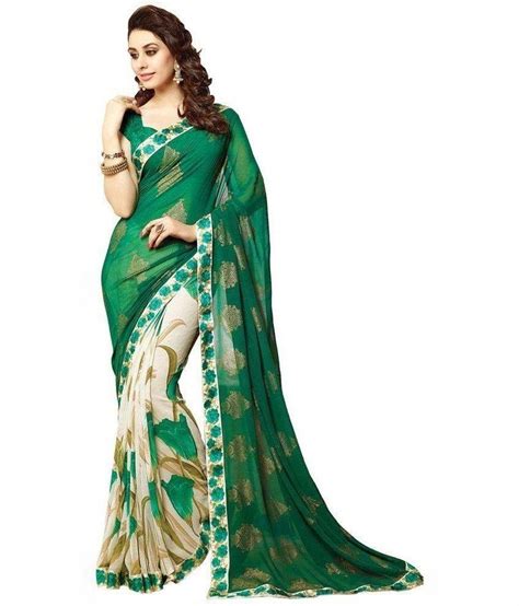Sneha Fancy Designer Sarees Green Georgette Saree Buy Sneha Fancy