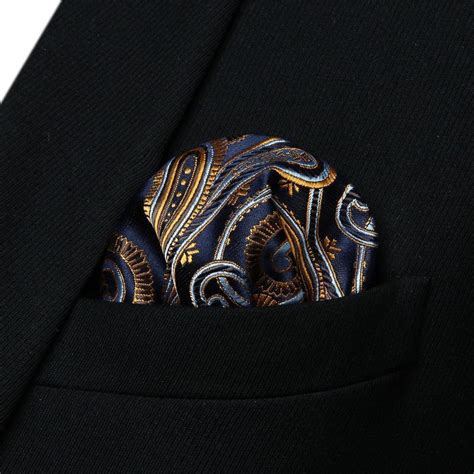 Navy Vs Gold Paisley Tie And Pocket Square Sophisticated Gentlemen