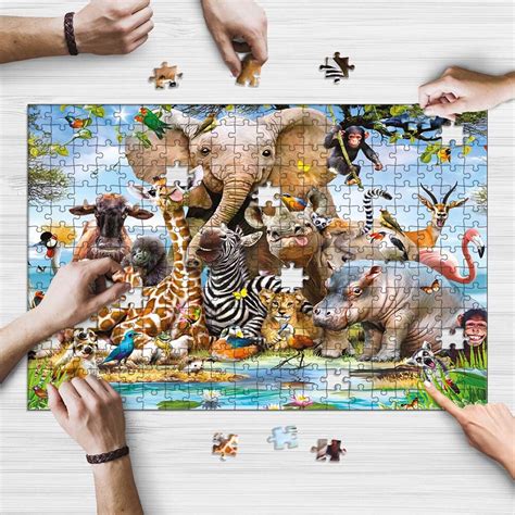 Jungle Animal Jigsaw Puzzle Pine Wooden Jigsaw Puzzle Ideal Etsy