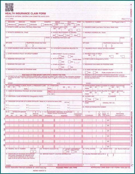 Hcfa Claim Form Example Form Resume Examples Bw9jjnn97x