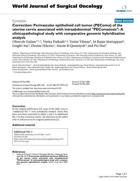 Pdf Correction Perivascular Epithelioid Cell Tumor Pecoma Of The