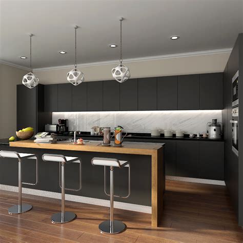 Oppein Kitchen In Africa Modern Stylish Black Matte Lacquer Kitchen Cabinet Op16 L14