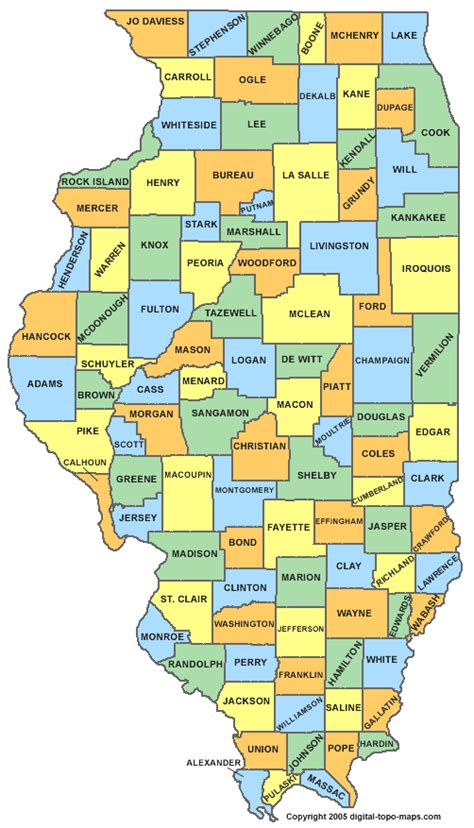 Illinois Counties Map Area County Map Regional City