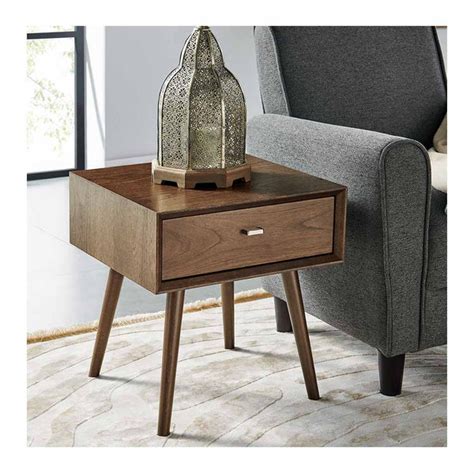 Olsen Retro Scandinavian Walnut Wood Bedside Table The Design Edit