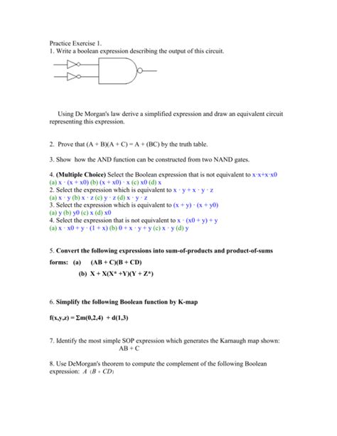 Boolean Algebra Simplification Exercises With Answers Jason Jacksons