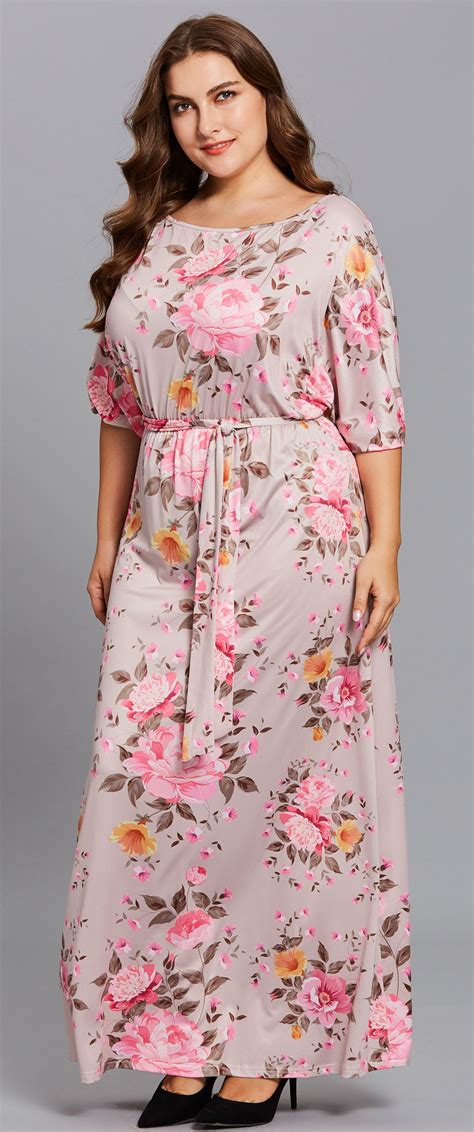Floral Print Lace Up 3 4 Sleeve Plus Size Women S Maxi Dress Dress Dresses Sleeves Fashion