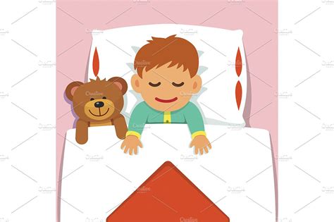 Baby Boy Sleeping With Teddy Bear Illustrations Creative Market