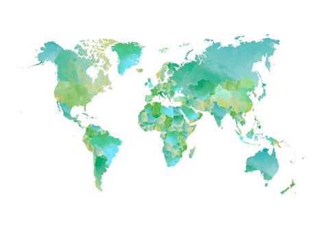 Green And Blue World Map Wallpaper Buy Online Happywall