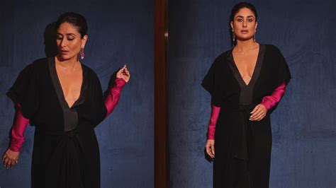 Kareena Kapoor Gives Her Black Plunging Neck Dress A Rani Pink Twist And We Are In Love