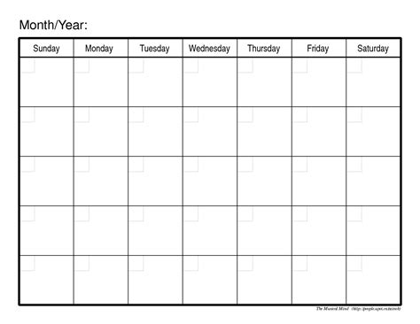 Blank Calendar Pdf Print Monthly Calendar Printable Free Printable