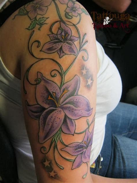 purple lily lily tattoo flower tattoo shoulder stargazer lily tattoo