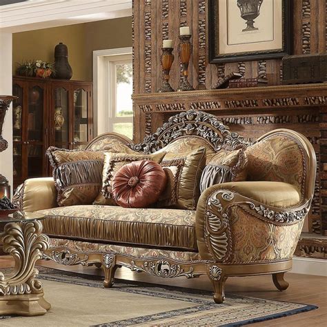Antique Brown Chenille Living Room Set 4pc Homey Design Hd 622