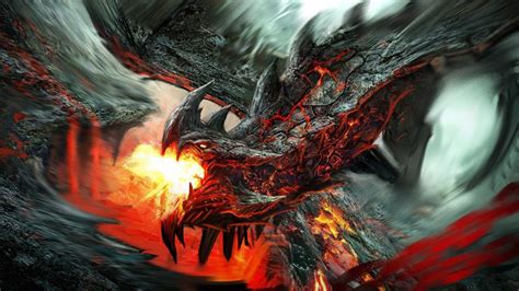 Fire Lava Dragon Fantasy Desktop Wallpaper Creative And