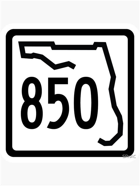 Florida State Route 850 Area Code 850 Sticker For Sale By Srnac