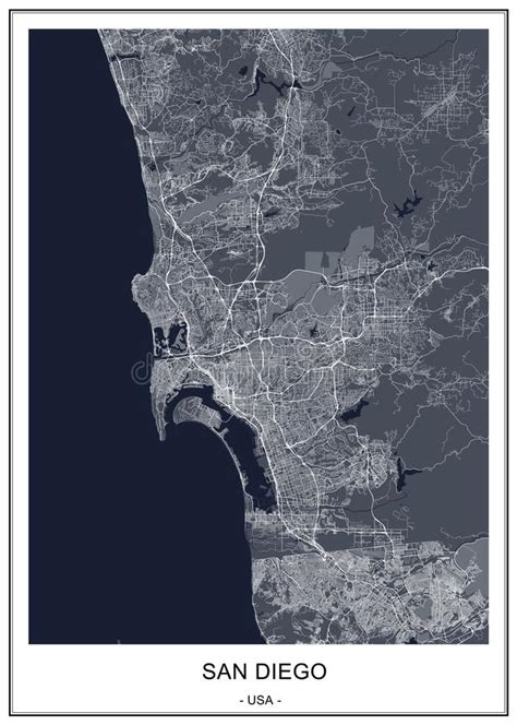 Map Of The City Of San Diego California Usa Stock Illustration