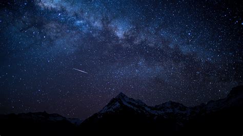 Download 2560x1440 Wallpaper Starry Sky Night Mountains 5k Dual
