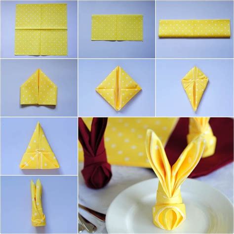 How To Fold Bunny Napkin Diy Tutorial Craftsmile Easter Napkin
