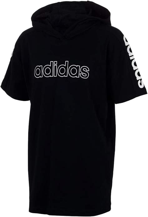 Adidas Boys Big Short Sleeve Hooded T Shirt X Large Core Black