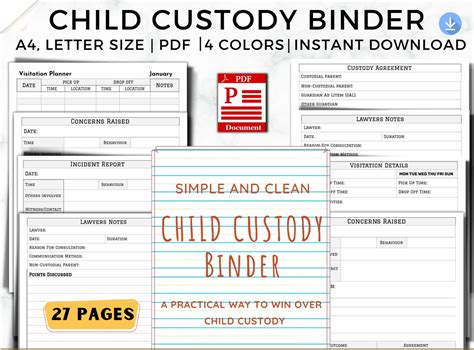 Child Custody Binder Custody Planner Coparenting Calendar Etsy