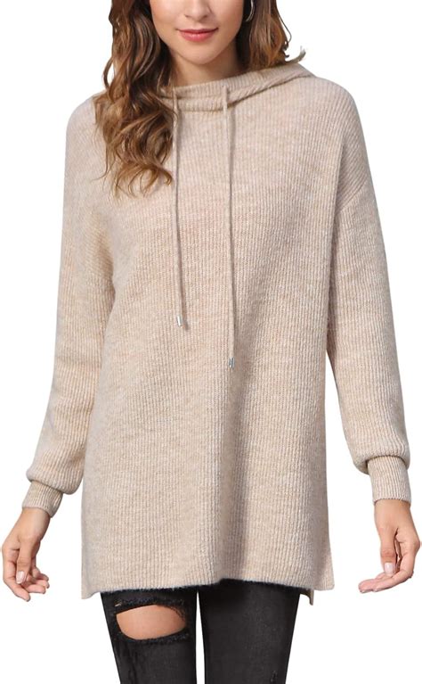 Woolen Bloom Women Long Knitted Hoodie Sweatshirt Long Sleeve Solid