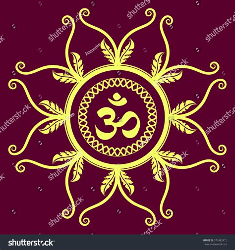 Sacred Buddhism Spiritual Symbol Om The Esoteric Symbol On A Purple
