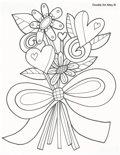 Flower Coloring Pages Doodle Art Alley
