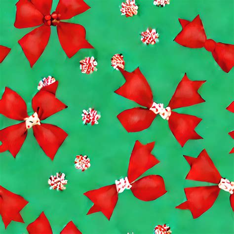 Mistletoe And Red Bows Pattern Graphic · Creative Fabrica