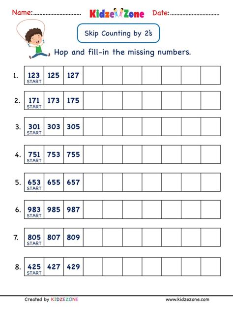 Skip Counting Grade 1 Worksheet