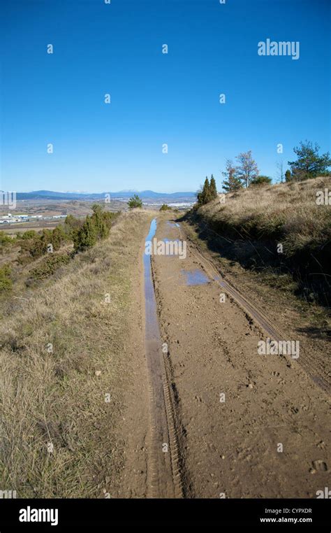 Track Of A Vehicle On A Mud Path At The Country Stock Photo Alamy