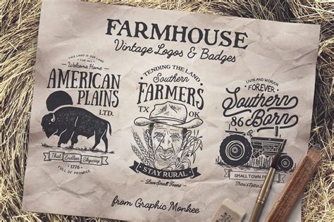 Farmhouse Vintage Badges And Logos Branding And Logo Templates