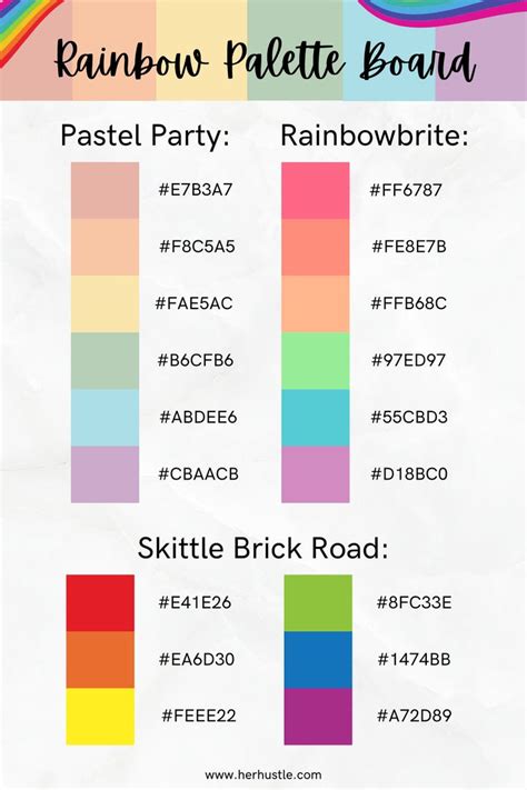 Rainbow 🌈 Palette Board For Web Digital Blog And Graphic Design With