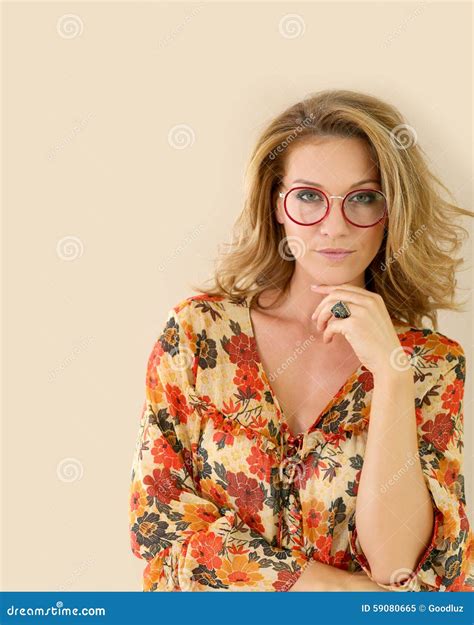 Attractive Trendy Woman Wearing Eyeglasses Stock Image Image Of