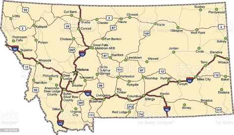 Montana Highway Map Stock Illustration Download Image Now Montana