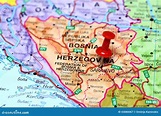 Sarajevo Fijó En Un Mapa De Europa Imagen de archivo - Imagen de macro ...