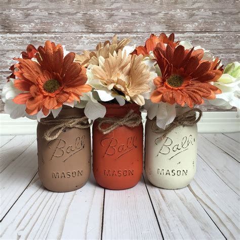 Fall Mason Jars Fall Home Decor Fall Table Decor Rustic