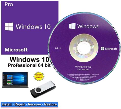Microsoft Windows 10 Professional Oem 64 Bit Dvd And Professional 64 Bit