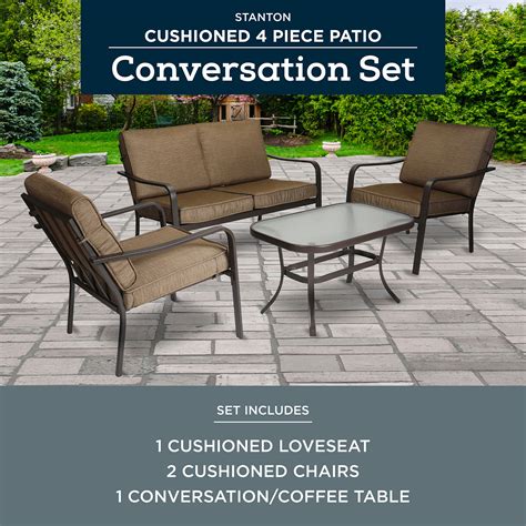 Mainstays Stanton 4 Piece Patio Furniture Conversation Set Brown